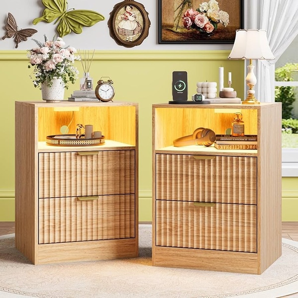 nightstand, bedside table, end table, wooden nightstand, bedroom furniture, lifestyle, calm, warm, neutral, brown